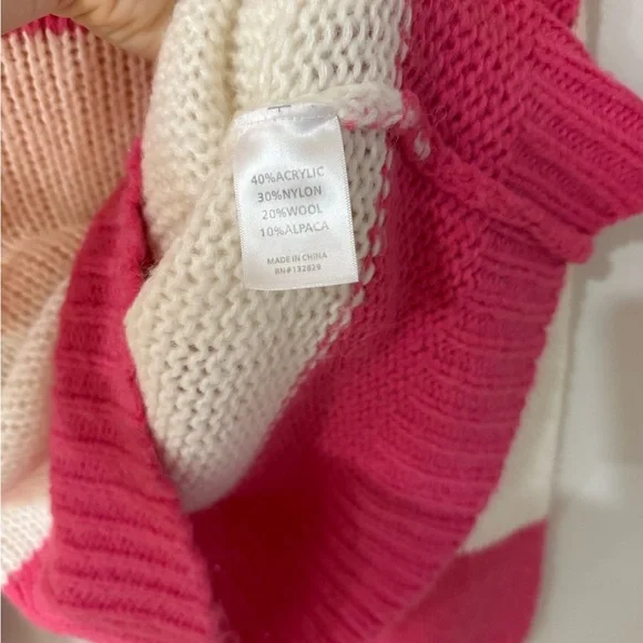 Lovers & Friends Lynn Sweater - Rose Pink Color Block Stripes - Size Small - Picture 12 of 12